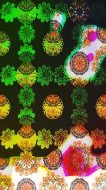 Raster illüstrasyonu. Çiçekler, dallar, bitkiler ve çiçekler. Güzel kumaş deseni. El çizimi.