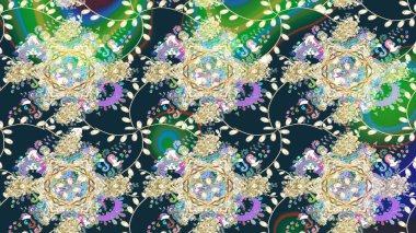 Küçük çiçekte güzel bir desen. Motley illüstrasyonu. Küçük renkli çiçekler. Çiçekli yaz çiçekleri. Moda baskıları için zarif bir şablon. Çizim.