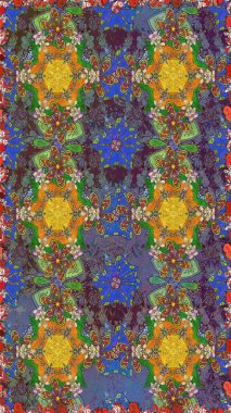 Kusursuz bir arka plan modeli. Raster - stok. Yapraklı çiçekler ve papatya çiçekleri kahverengi ve yeşil renklerde.