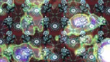 Renkli unsurlarla hareketli arka plan görüntüleri. Çiçekler. Eski model. Bayrak tarzı. Video kaydı. Şablon. Döngü. Kusursuz.. 