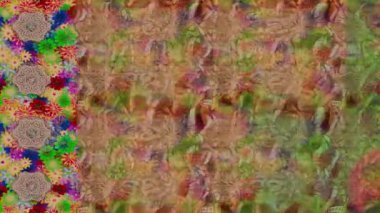 Renkli unsurlarla hareketli arka plan görüntüleri. Çiçekler. Eski model. Bayrak tarzı. Video kaydı. Şablon. Döngü. Kusursuz.. 