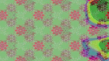 Renkli unsurlarla hareketli arka plan görüntüleri. Çiçekler. Eski model. Bayrak tarzı. Video kaydı. Şablon. Döngü. Kusursuz.. 