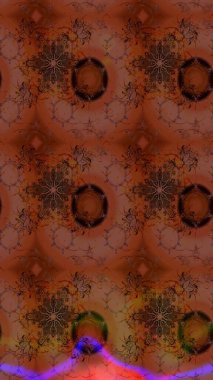 Raster illüstrasyonu. Kahverengi renkli çiçekler. Çiçek desenli çizim. Raster illüstrasyonu. Asya tekstil tarzında.