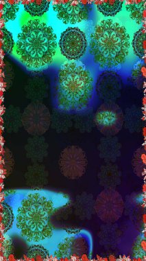 Raster kına dövme tarzı. Etnik Mandala süsleme. Kullanılabilir Tekstil, tebrik kartı, boyama kitabı, telefon durumda yazdırma için. Hint çiçek desenli madalyon desen.