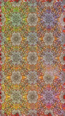 Raster illüstrasyonu. Kahverengi ve bej renkli çiçekler. Kusursuz çiçek deseni duvar kağıdı için kullanılabilir.