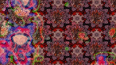 Pembe ve kahverengi renkte çiçekler. Raster illüstrasyonu. Robot resim. Şirin çiçek elementleri..