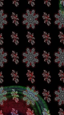 Renkli Bahar Teması eskiz kalıbı. Raster illüstrasyonundaki çiçek desenli çizim. Süslü kumaş deseni. Düz Çiçek Elementleri Tasarımı.