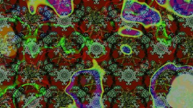 Moda baskıları için zarif bir şablon. Modern çiçek arkaplanı. Halk tarzı. Parlak renkli çiçekleri ve yeşil ve kahverengi renkte yaprakları olan harika bir çiçek deseni..