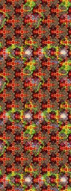 Raster çiçek desenleri çiziyor. Vadinin kırmızı ve bej rengi çiçekleri.