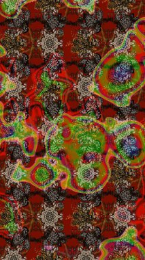 Renkli Bahar Teması eskiz kalıbı. Süslü kumaş deseni. Düz Çiçek Elementleri Tasarımı. Raster illüstrasyonunda çiçek deseni çizimi.