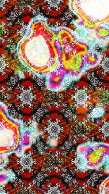 Çiçeksel çizim kalıbının yansıması. Vadinin gri ve nötr renklerinde çiçekleri.