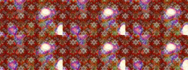 Elle çizilmiş çiçek desenli Raster çizimi. Tekstil, kumaş, ambalaj, hatıra defteri için hoş bir çiçek arkaplanı. Çocuksu tasarım. Kahverengi ve kırmızı arkaplanda.