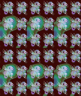 Arkaplan dokusu, duvar kağıdı, kahverengi renkli çiçek teması. Soyut etnik raster çizim kalıbı. Kabile sanatı boho baskısı, klasik çiçek arkaplanı.