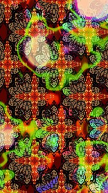 Etnik Mandala süsü. Raster Henna dövme stili. Tekstil, tebrik kartı, boyama kitabı, telefon kılıfı baskısı için kullanılabilir. Hint çiçekli desenli şal desenli..