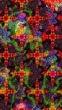 Tekstil için suluboya eskiz deseni. El çizimi çiçek çizimi deseni (fayans). Şirin çiçekli, desenli, kahverengi ve siyah renkli çizim deseni.