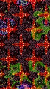 Raster illüstrasyonu. Kahverengi ve siyah renklerde bahar çiçekleri. Çiçek ve yapraklı karalama şeklinde Raster çiçek deseni.