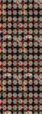 Raster illüstrasyonundaki çiçek desenli çizim. Siyah renkte çiçekler.