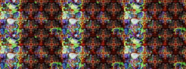 Kahverengi ve siyah renkli bitkilerden oluşan parlak çiçekli çizim deseni.