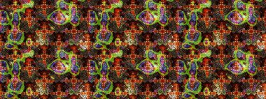 Çiçekli çiçek deseni, suluboya. Kahverengi ve siyah renkli çiçekler. Raster illüstrasyonu. Düz Çiçek Elementleri Tasarımı. Renkli Bahar Teması çizim şablonu.