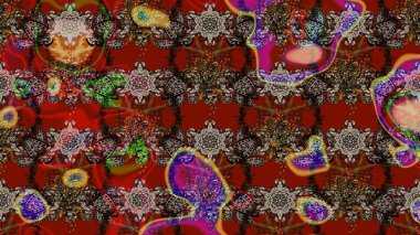 Çiçek ve yapraklı çiçek deseni. Küçük çiçekli şirin bir desen. Raster illüstrasyonu.