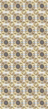 Kusursuz damaske klasik altın desen. Raster illüstrasyonu. Gri, bej ve altın elementli nötr renklerde altın pürüzsüz desen. Tekrarlayan ögelerle soyut arkaplan Raster.