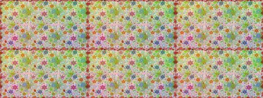 Tarafsız ve yeşil renklerde parlak çiçekli halı deseni.