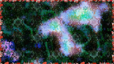 Raster illüstrasyonu. Eski usul. Kusursuz bir geçmişi var. Tomurcukları çiçek olan sevimli bir çiçek deseni. Kumaş, tekstil, duvar kağıdı baskısı için. Raster..