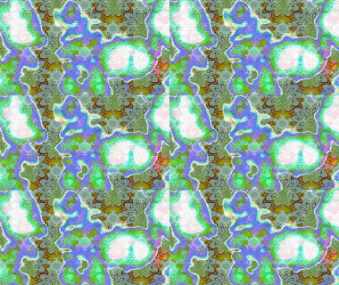 Raster illüstrasyonu. Asya tekstil tarzında. Çiçek desenli çizim. Yeşil renkli çiçekler. Raster illüstrasyonu.