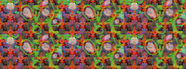 -yeşil ve bej çiçekler. Küçük çiçekte güzel bir desen var. Raster deseni. Çiçek kompozisyonu. Doğa. Çiçek arkaplan. Çiçek kolajı.