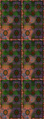 Çiçeksiz desenli nakış işlemeli gelincikler ve vadideki zambaklar. Tekstil tasarımı için geleneksel Raster çiçek buketi yeşil ve kahverengi renkler.