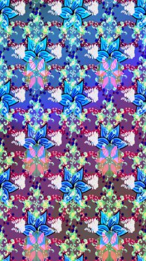 Küçük çiçekte güzel bir desen var. Çiçek kompozisyonu. Raster deseni. - Mavi çiçekler. Doğa. Çiçek kolajı. Çiçek arka planı.