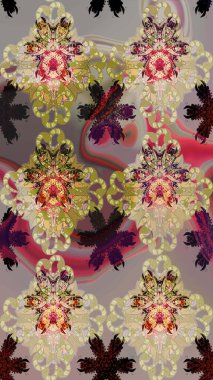 Süslü kumaş deseni. Çiçekli çiçek deseni, suluboya. Raster deseni.