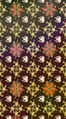 Kahverengi renklerde bahar çiçekleri. Patlayan çiçekler soyut olarak yerleştirilmiş. Raster deseni. Raster illüstrasyonu.