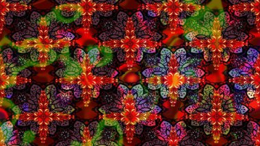 Soyut etnik raster çizim kalıbı. Vadinin çiçekleri kahverengi renklerde. Çiçekler..