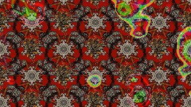 Hint çiçek liyada madalyon deseni. Etnik Mandala süsü. Tekstil, tebrik kartı, boyama kitabı, telefon kılıfı baskı için kullanılabilir. Raster Kına dövme tarzı.