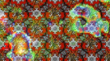 Raster illüstrasyonundaki çiçek desenli çizim. Kahverengi ve gri renkte çiçekler.