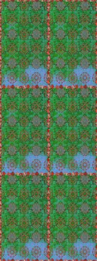 Küçük çiçekteki sevimli çiçek deseni. Yeşil ve mavi renkte çiçekler.