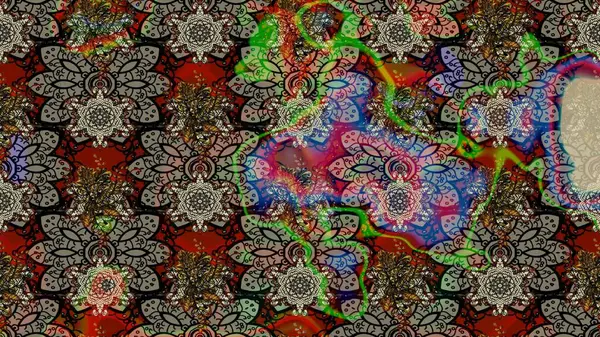 Düz Çiçek Elementleri Tasarımı. Yazdır. Güzel eskiz şekli. Güzel kumaş deseni. Raster çiçekli arka plan. Renkli Yaz Teması çizim şablonu.