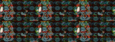 Çiçekler suluboya eskiz deseni. Raster Stili kumaş deseni.