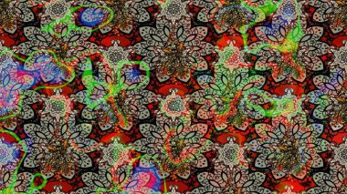 Güzel kumaş deseni. Raster illüstrasyonu. Düz Çiçek Elementleri Tasarımı. Zentangle soyut çiçekleri. Renkli Bahar Teması eskiz kalıbı. Çiçek tozu..