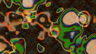 Raster illüstrasyonu. Kahverengi ve yeşil renkli çiçekler. Asya tekstil tarzında. Çiçek desenli çizim. Renkli Bahar Teması eskiz kalıbı. Düz Çiçek Elementleri Tasarımı.