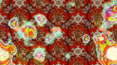 Çiçekli karalama şeklinde Raster çiçek deseni. Kahverengi ve kırmızı renkte çiçekler. Nazik, sevimli çiçek arkaplanı..