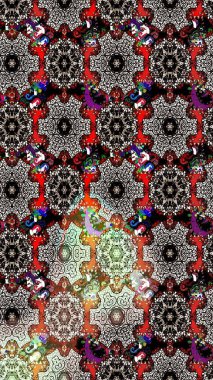 Renkli Bahar Teması eskiz kalıbı. Raster illüstrasyonundaki çiçek desenli çizim. Düz Çiçek Elementleri Tasarımı. Süslü kumaş deseni.