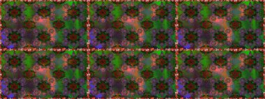 Raster. Güzel suluboya çiçekler, parlak resim ilham verici yeşil ve kahverengi çiçek desenli dikişsiz arka plan..