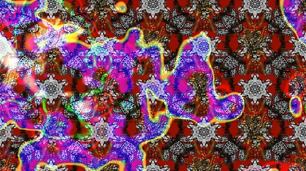 Çiçekli çiçek deseni, suluboya. Süslü kumaş deseni. Raster deseni.