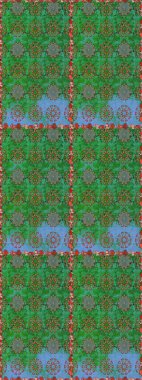 Küçük çiçekteki sevimli çiçek deseni. Yeşil ve mavi renkte çiçekler.