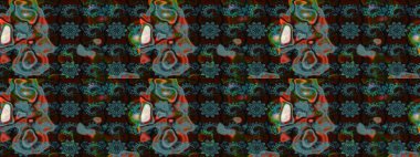 Çiçekler suluboya eskiz deseni. Raster Stili kumaş deseni.