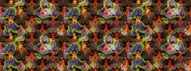 Kahverengi ve siyah renkli bitkilerden oluşan parlak çiçekli çizim deseni.