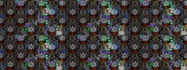 Tomurcukları çiçek olan sevimli bir çiçek deseni. Eskiz geçmişi. Raster illüstrasyonu. Kumaş, tekstil, duvar kağıdı baskısı için. Eski usul. Raster..