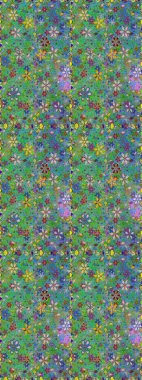 Sabıka fotoğraflarında, bebek kıyafetlerinde, duvar kâğıtlarında, paket kutularında falan kullanılabilir. Zarif, parlak ve pürüzsüz yeşil ve mavi çiçek desenli tasarım.